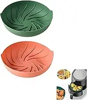 Silicon air fryer liner 2PCE,BPA Free Reusable Silicone Air Fryer Pot,air fryer oven accessories & microwave oven accessories,air fryer liners, Round non stick air fryer baking tray pan