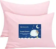 Aisawate 100% Cotton Toddler Pillowcase/Travel Pillowcase Pack of 2 Set 14x20 Inches with Envelope Closure - Hypoallergenic, Soft & Breathable Kid Pillow Case Cover Solid Pink