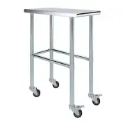 30 in. x 15 in. Stainless Steel Work Table Open Base & Wheels | Mobile Table