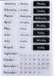 DDOUJOY Calendar Month Week Date December Monday Clear Stamps for Card Making Decoration and DIY Scrapbooking 2111510
