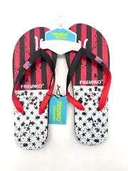 Fresko Men's Patriotic Red White and Blue Sandal Flip Flop 9 D(M) US Red/White