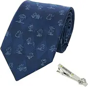 [Peanuts] PN921010 Blue & TB-004 SNOOPY Woodstock Necktie & Tie Clip Set, Gift, PN921010 Blue & TB-004, SNOOPY ウッドストック ネクタイ タイピン プレゼント