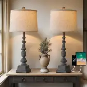 Oneach 27.75" Vintage Farmhouse USB A+C Table Lamps Set of 2 for Living Room ...