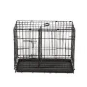 YES4PETS 24' Collapsible Metal Dog Rabbit Crate Puppy Cage Cat Carrier With Divi