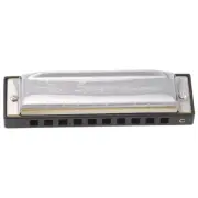 Swan Harmonica 10 Holes Key of C SILVER w/ Case Blues Harp Stainless Steel Y3M1