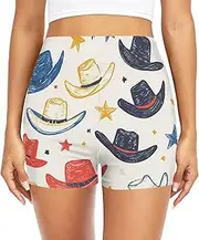 [GuoChe] Underwear Beach Trunks with Liner Underwear Bikini Bottoms for Girls Women Hand Painted Cowboy Hat