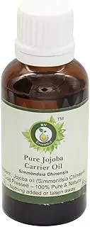 Jojoba Oil | Simmondsia Chinensis | For Face | For Hair | For Massage | For body | For Skin | Unrefined | 100% Pure Natural | Cold Pressed | 30ml | 1.01oz By R V Essential