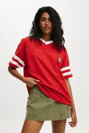 [Cotton On Women] Cotton On Women - I Love NY V Neck Oversized Graphic Tee - Lcn i love ny/ poppy red S LCN I LOVE NY/ POPPY RED