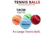 4x Jumbo Pet Chew Toy Fetch Tennis Play Balls 10cm Sports Dog Puppy Throw Large
