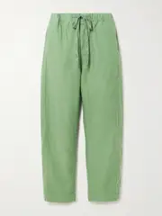 [Mother] Mother - The Drawn Half-pipe Cotton-canvas Barrel-leg Pants - Green - 24 24 Green