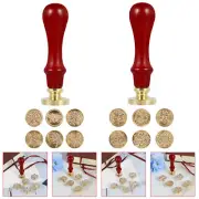 6Pcs Wax Seal Stamp Kit Vintage Sealing Wax Stamp with Brass Head and teQvO