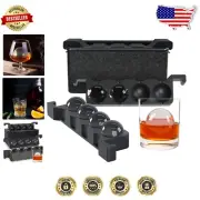 Elegant Black Silicone Ice Sphere Maker: 8 Clear Ice Balls for Superior Drinks