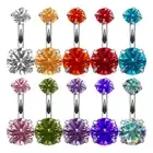 Rhinestone Dangle Body Piercing Jewelry Crystal Barbell Belly Button Navel Ring