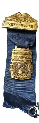 1960 Republican National Convention Delegate Badge Ribbon Chicago Political Memo