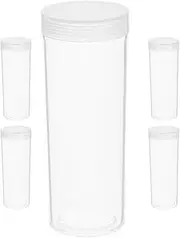 DIYEAH 5Pcs Transparent Plastic Coin Storage Tubes with Lid Quarter Coin Holders for Coin Collecting Containers for Beads Craft Supply Organization and Preservation