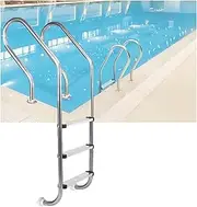 2/3 Step Swimming Pool Ladder,with Stainless Steel Steps and Armrest,Weight Capacity 600 Lbs,for Inground Pools(3-steps1.2mm)