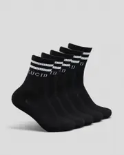 [Lucid] Lucid Boys' Linked Crew Socks 5 Pack in Black One Size Black