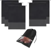 [SHENGQIDZ] portable travel shoe bag, space-saving dust-proof storage bag（13 x 17.32 inch）, black, 13 x 17.32 inch, Black-5pack