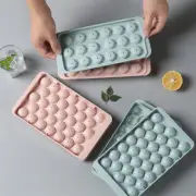 Ice Cube Tray Round Cubes Plastic Ice Cube Maker Mold with LidsB..u