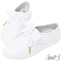 在飛比找ETMall東森購物網優惠-Ann’S第二代超軟真牛皮小清新附緞帶小白鞋