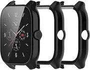 Screen Protector Case Intended for Amazfit GTS 4 Case, Full Coverage Shockproof Thin Bumper Case with Screen Protector Case Cover for Amazfit GTS 4 GTS4 Accessories (3 Pack A)