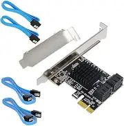 Ziyituod 4 Port SATA Card, PCIe SATA III Controller Card to 6GB/s Internal Adapter Converter | PCI Express SATA 3.0 Expansion Card, Support 4 SATA 3.0 Devices for Desktop PC/Server/NAS