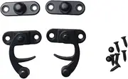 FDXGYH 1 Pair Antique Hook Hasp Latch Left Right Mini Swing Arm Clasp Latch Vintage Style Zinc Alloy Hook Latch with Mounting Screws [Black]