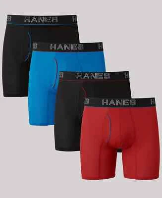 $40 Hanes Underwear Men's Red ComfortFlex 4-Pack Logo Mesh Boxer Briefs Size S