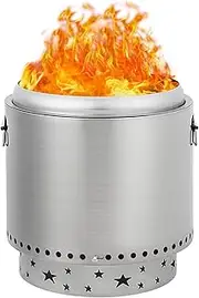 Smokeless Fire Pit, 16.5" with Handle, Portable Fire Pit for Camping with Removable Ash Pan, Outdoor Bonfire Pit for Camping, Garden, Patio