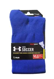 Under Armour Soccer Over The Calf Socks. 1 Pair Youth Lg 1-4 Royal Blue. NWTS