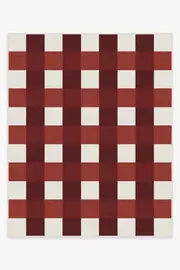 245' x 305' | Machine Washable Runner Rug | Kid & Pet Friendly | Indoor Rug | Gingham Plaid Red & White Outdoor Rug | Ruggable