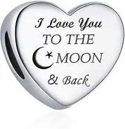 [YOUFENG Jewellery] 'Love Charm Fit for Pandora Charms Bracelet ''I Love You to the Moon and Back'' Love Heart Charms Birthday Jewellery'