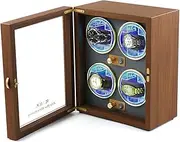 4 Watch Winder For Automatic Watches,Wooden Rotating Watch Case 5 Rotation Modes Setting Display Box With LED Light,USB Powered Super Quiet Motor LWX