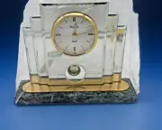 Bulova Tempest Marble Base Clock Battery Operated Quartz Shelf Clock B7877 New