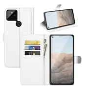 For Google Pixel 5a 5G Case, PU Leather Wallet Cover, White