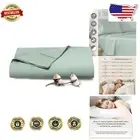 Eco-Friendly Sea Foam Twin XL Flat Sheet - 100% Cotton Sateen, 400 Thread Count