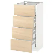 METOD base cab 4 frnts/4 drawers, white Maximera/Askersund light ash effect, 40x37x80 cm