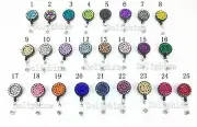 Bling Multi-Color Rhinestone Retractable ID Badge Reel Holder