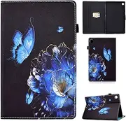 Case for Samsung Galaxy Tab A8 2021 10.5 Inch/SM-X200 / SM-X205, PU Leather Smart Protective Cover Case with Stand Function for Samsung Galaxy Tab A8 2021, Butterfly and Flower