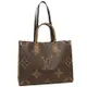 Juliet茱麗葉精品 Louis Vuitton LV M45321 ONTHEGO MM 經典花紋撞色兩用托特包.深咖/咖現金價$93,800