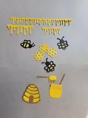12pc Bumble Bees Honeycomb & hive Die Cut Cardstock Scrapbook