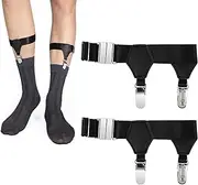 [vcsjw] 1 Pair of Socks Garters, Socks Garters Men, Adjustable Sock Holder, Men, Elastic Adjustable Woman Sock Holder, Non-Slip Sock Straps, for Business, Wedding (Black), black, 1