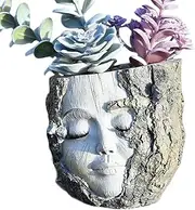 Face Flower Pot Head Planter, Smile Face Planter Pot, Weatherproof Resin Vase for Garden Balcony Outdoor Living Room Bedroom Landscaping