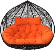 Outdoor Hanging Egg Chair Swing Cushion for 2 People Double Basket Hammock Replacement Orange Red 170X120CM Outdoor Patio Furniture Swing Set with Cushion Garden Pouch Balcony Weather Resistant