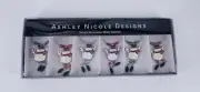 Ashley Nicole Wine Winter Holiday Christmas Snowmen Wine Charms Set of 6