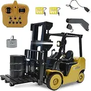 Remote Control Forklift 11 Channel Rc Forklift Cranes Construction, w/Small Bucket/Sound and Light Spray, 2 Rechargeable Batteries