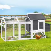 225cm X 80.5cm X 105cm i.Pet Chicken Coop Rabbit Hutch Extra Large Wooden Run Bunny Cage House Outdoor
