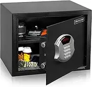 Honeywell Safes & Door Locks - Personal Safe Box for Money with Digital Lock - Low Profile Steel Safe with LED Display - 2 Locking Bolts with 1 Removable Shelf for Valuables - 0.83-CU - Black - 5103