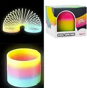 Plastic Coil Spring, Glow-in-The-Dark Magic Rainbow Slingy, Party Favor, Birthday Bag Filler, Stocking Stuffers, 3" (80MM) (Single)
