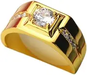 [Gixaxak] Mens Rings Stainless Steel Square Zircon Signet Rings 18K Gold Rings AAA Cubic Zirconia Engagement Wedding Mens Rings Signet Rings Gold Plated Rings Stainless Steel Iced Out Rings